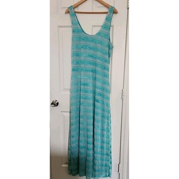 2b bebe Sundress XL Maxi Auqua Sleeveless Lined Stripes  Turquoise - Picture 7 of 9